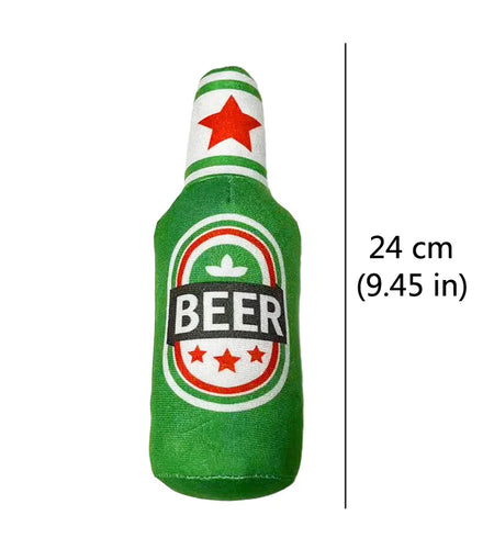 Funny Plush Dog Toys Beer Bottle Shaped Small Large Dogs Squeak Sound Clean Teeth Chew Toy Pets Interactive Playing Supplies